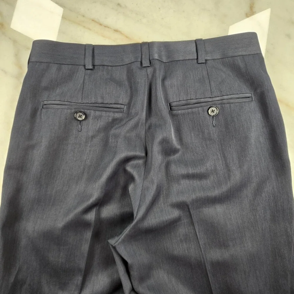 Perry Ellis Portfolio Dress Pants Mens 30/30 Blue Pleated Office Sharkskin Style